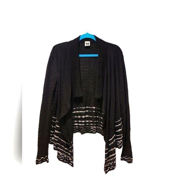 Missoni Black & White Open Front Knit Cardigan Morino Wool Blend | 10 - Picture 1 of 9